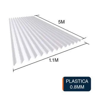 Chapa sinusoidal plastica reforzada blanca 5m x 1.1m x 0.8mm