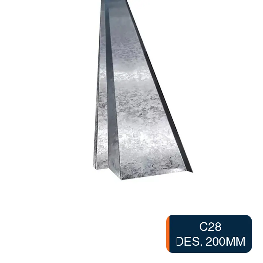 Babeta amure chapa galvanizada C28 Des. 200mm x 2m