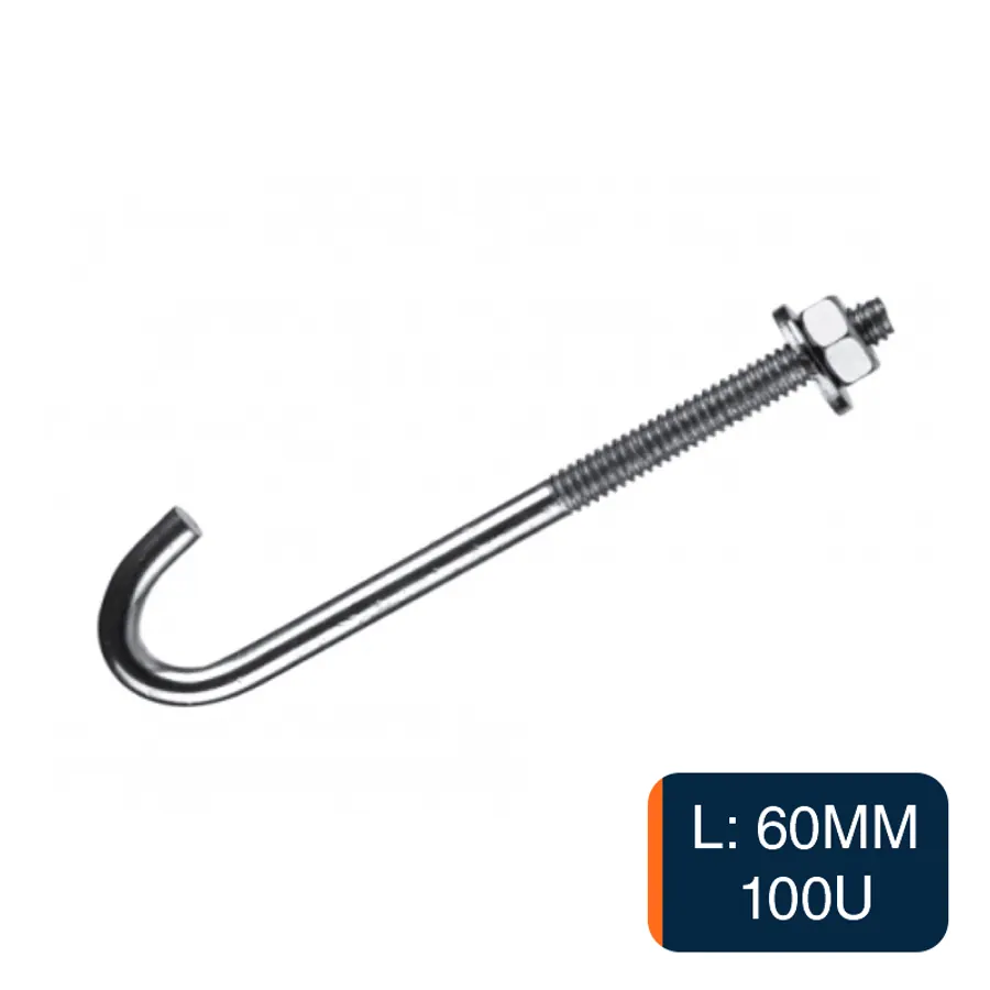 Gancho baston J acero 60mm bolsa x 100u