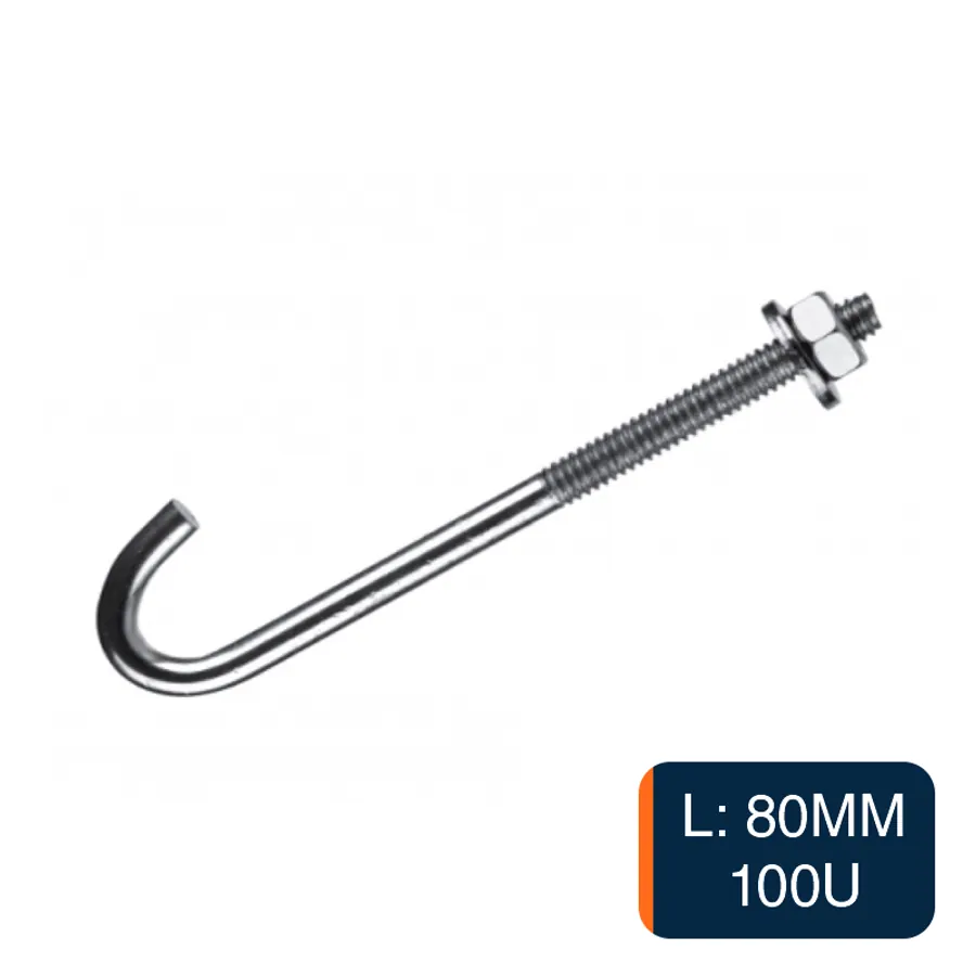 Gancho baston J acero 80mm bolsa x 100u