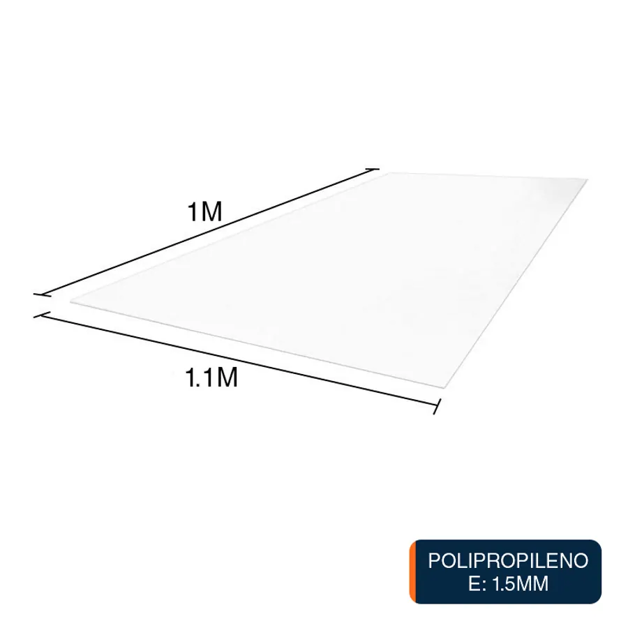 Chapa lisa reforzada polipropileno blanca 1m x 1.1m x 1.5mm