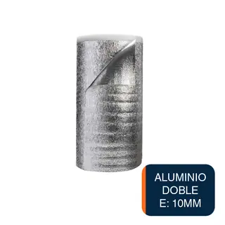 Aislante termico hidrofugo espuma polietileno Rufi film aluminio doble 10mm x 1.05m x 20m rollo x 21m²