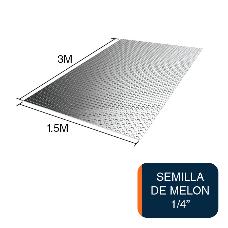 Chapa estampada semilla de melon 1/4" 1.5m x 3m x 6.35mm