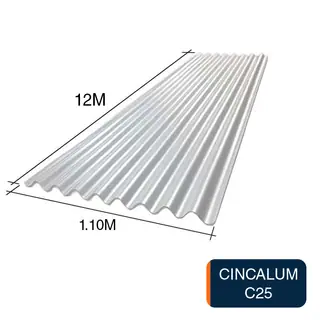 Chapa sinusoidal acanalada cincalum techos C25 12m x 1.1m x 0.5mm
