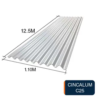 Chapa sinusoidal acanalada cincalum techos C25 12.5m x 1.1m x 0.5mm