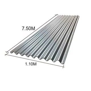 Chapa sinusoidal acanalada galvanizada techos C25 7.5m x 1.1m x 0.5mm