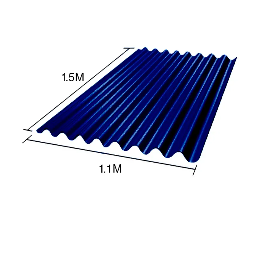 Chapa sinusoidal acanalada galvanizada techos C25 prepintada azul 1.5m x 1.1m x 0.5mm