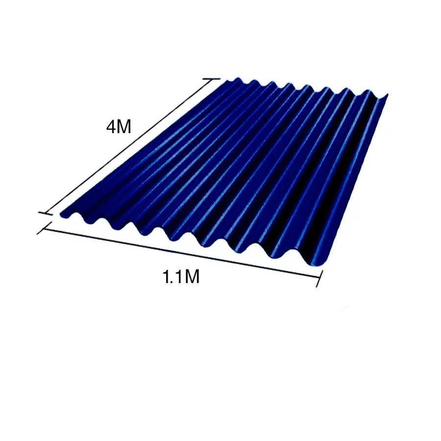 Chapa sinusoidal acanalada galvanizada techos C25 prepintada azul 4m x 1.1m x 0.5mm