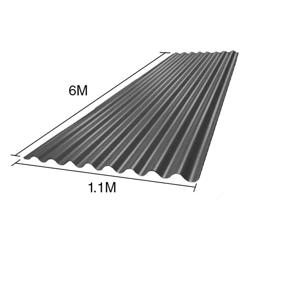 Chapa sinusoidal acanalada galvanizada techos C25 prepintada gris 6m x 1.1m x 0.5mm
