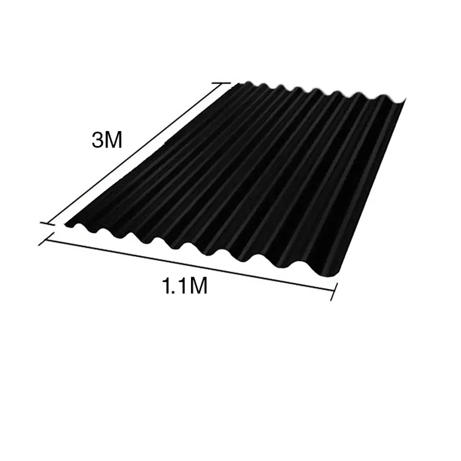 Chapa sinusoidal acanalada galvanizada techos C25 prepintada negro 3m x 1.1m x 0.5mm
