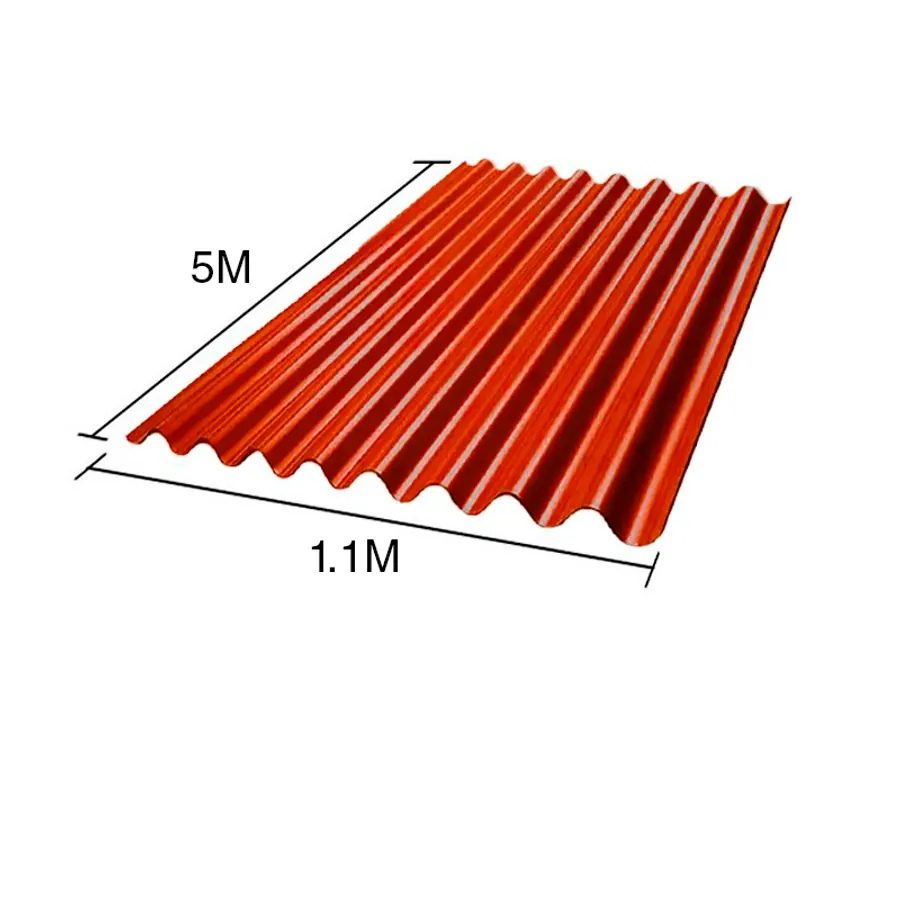Chapa sinusoidal acanalada galvanizada techos C25 prepintada rojo 5m x 1.1m x 0.5mm