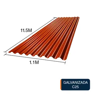 Chapa sinusoidal acanalada galvanizada techos C25 prepintada rojo 11.5m x 1.1m x 0.5mm