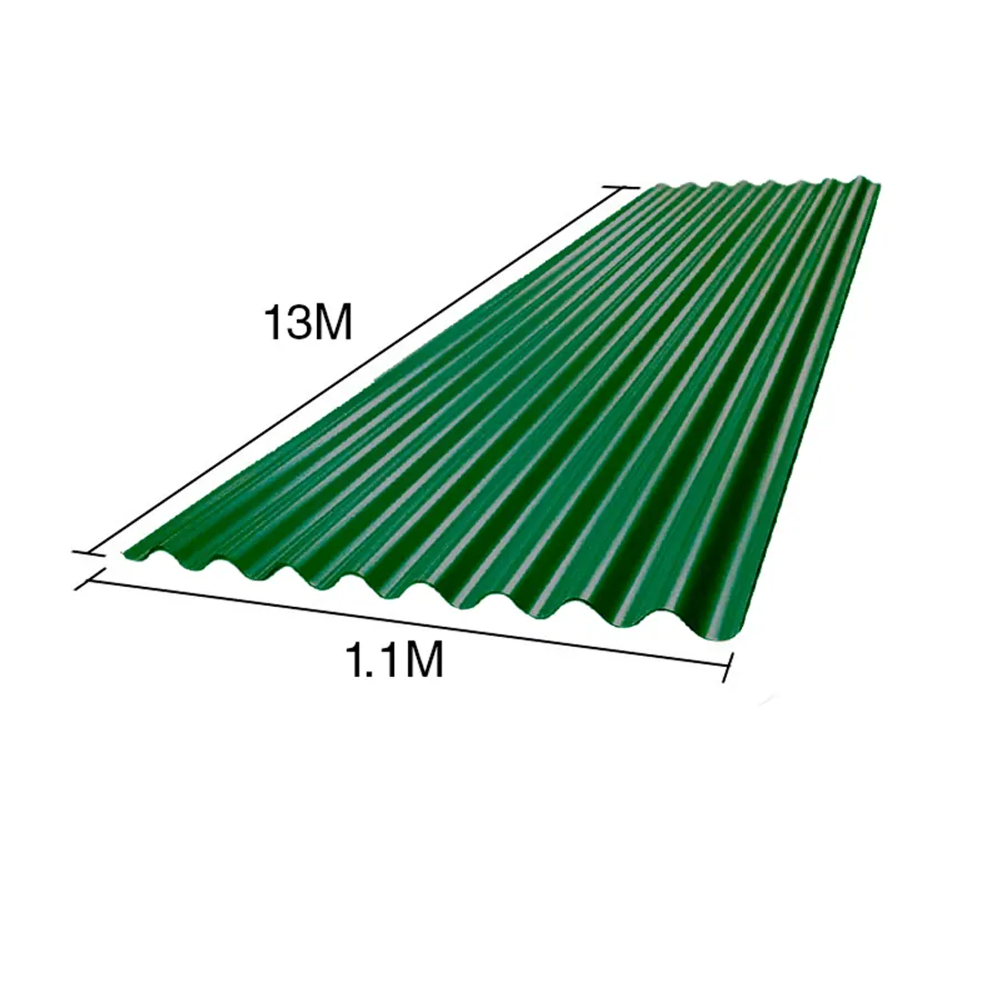 Chapa sinusoidal acanalada galvanizada techos C25 prepintada verde 13m x 1.1m x 0.5mm