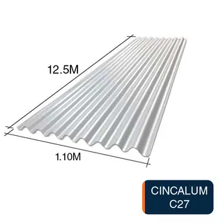 Chapa sinusoidal acanalada cincalum techos C27 12.5m x 1.1m x 0.4mm