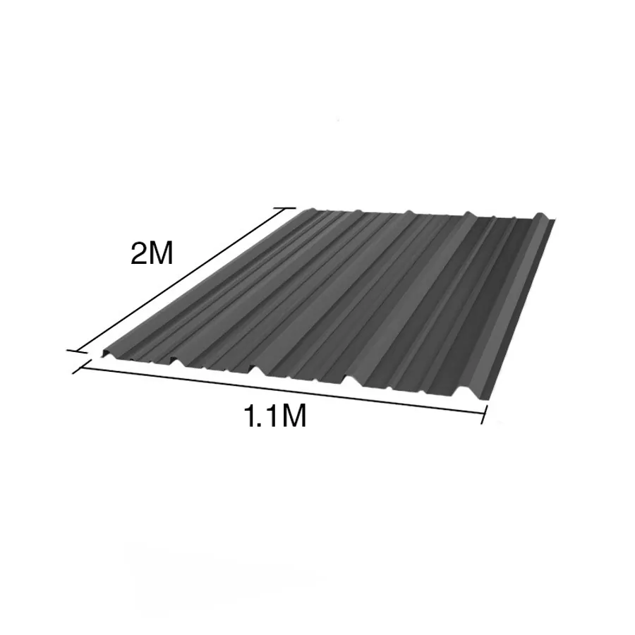 Chapa trapezoidal T1010 galvanizada techos C25 prepintada gris 2m x 1.1m x 0.5mm