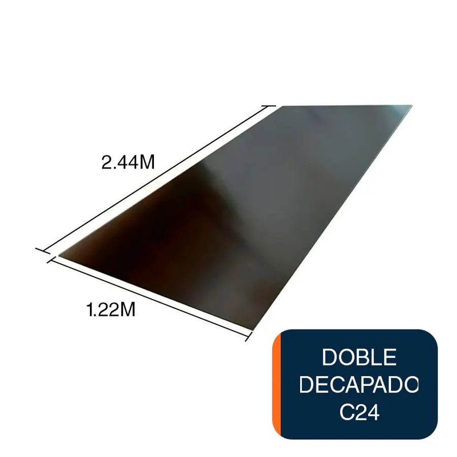 Chapa lisa LAC doble decapado N°24 0.56mm x 1.22m x 2.44m