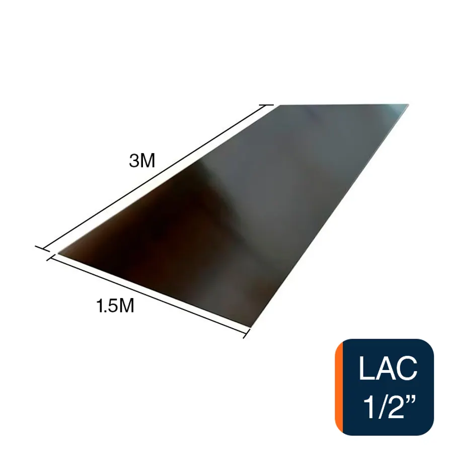 Chapa lisa LAC 1/2" 12.5mm x 1.5m x 3m