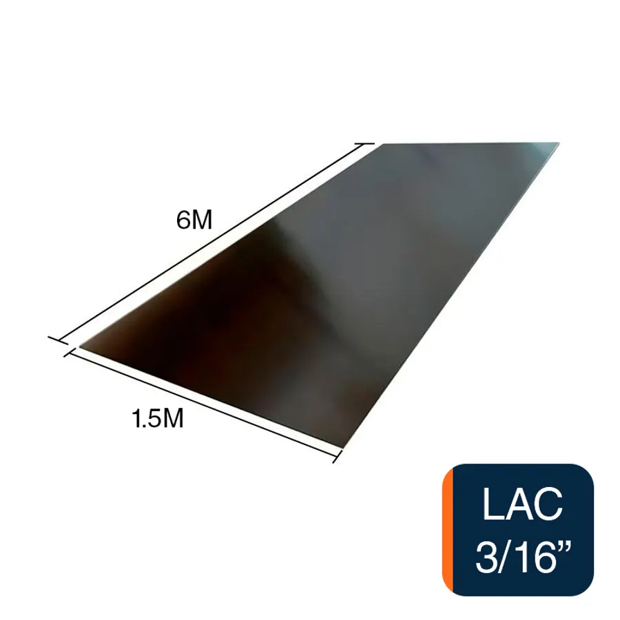 Chapa lisa LAC 3/16" 4.75mm x 1.5m x 6m
