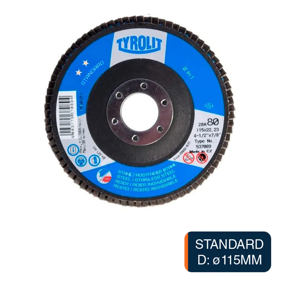 Disco amoladora Flap Standard corte metal ZA60-B ø 115mm x ø 22.23mm