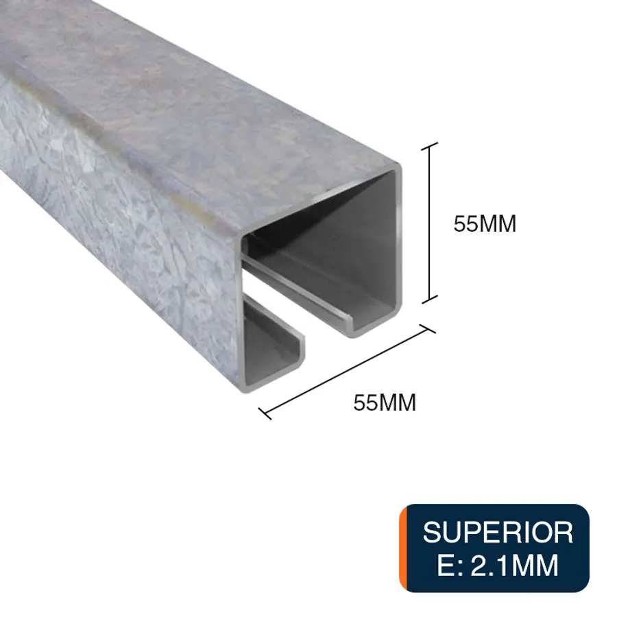Riel plano superior 174 hierro porton 2.1mm x 55mm x 55mm x 6m