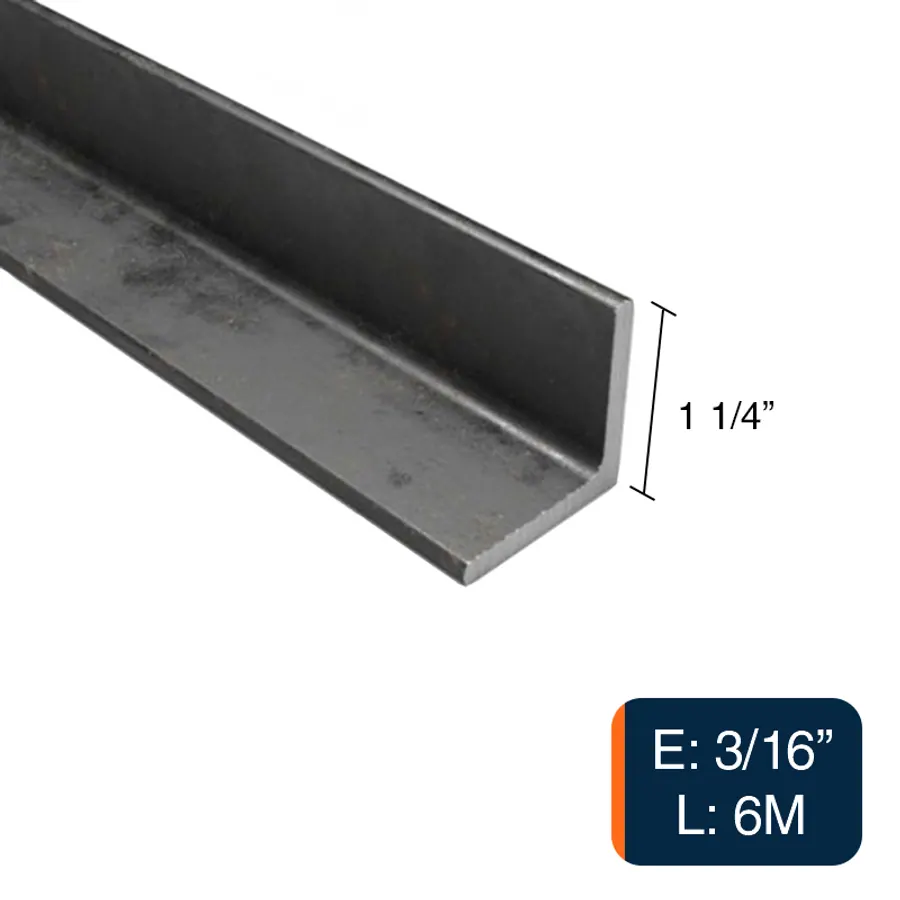 Perfil angulo alas iguales estructural acero 6m x 1 1/4" x 3/16"