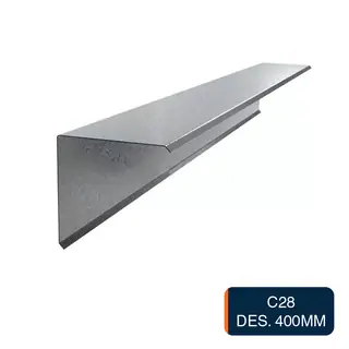 Babeta lateral esquinero chapa galvanizada C28 Des. 400mm x 2m