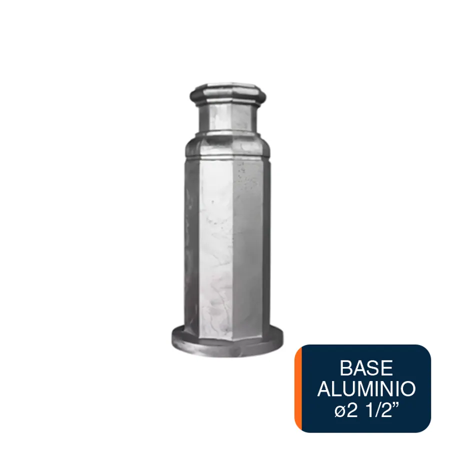 Base columna p/caño ø 2 1/2" aluminio 160mm x 380mm