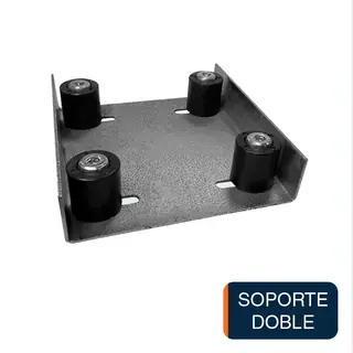 Soporte doble 4 rodillos ø 38mm hierro/polipropileno 175mm x 200mm