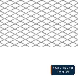 Metal desplegado pesado 250 x 16 x 20 x 4kg/m² hoja 1m x 3m