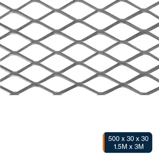 Metal desplegado pesado 500 x 30 x 30 x 6.5kg/m² hoja 1.5m x 3m