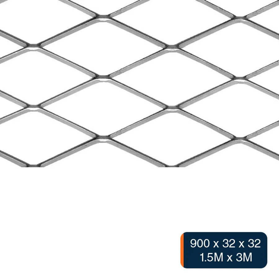 Metal desplegado pesado 900 x 32 x 32 x 4kg/m² hoja 1.5m x 3m