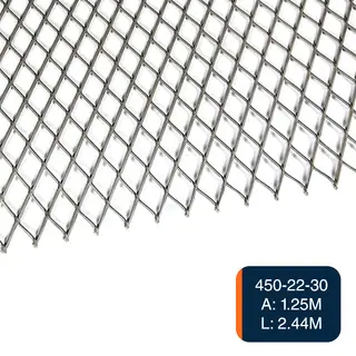 Metal desplegado pesado 450 x 22 x 30 x 4kg/m² hoja 1.25m x 2.44m