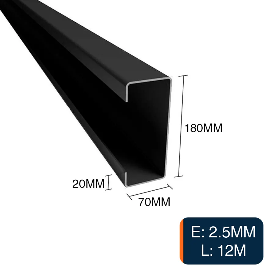 Perfil C acero laminado en caliente pestaña 20mm estructuras metalicas 180mm x 70mm x 12m x 2.5mm