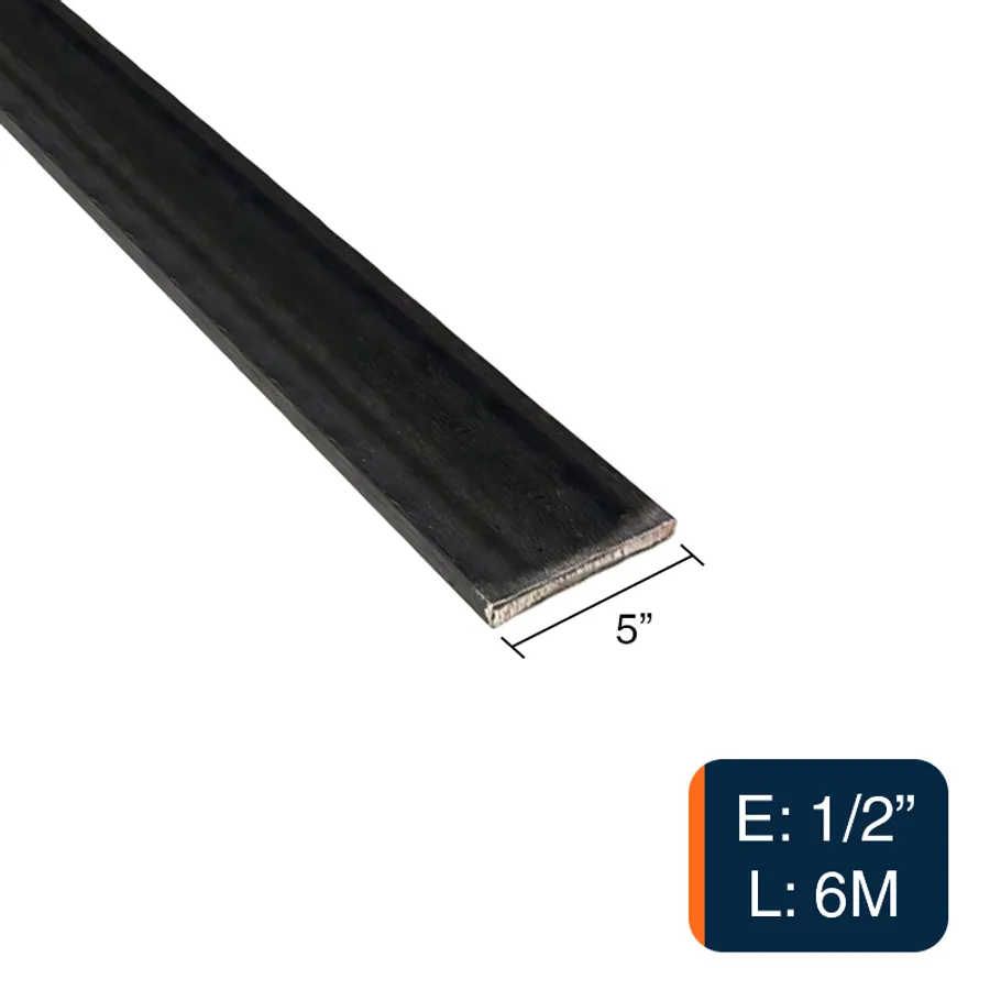 Planchuela lisa herreria acero laminado 5" x 1/2" barra 127mm x 12.7mm x 6m