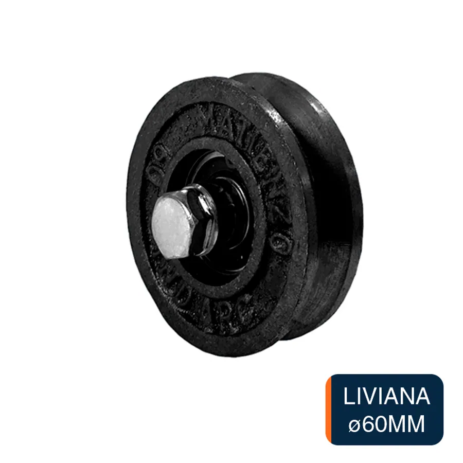 Rueda liviana ruleman p/porton corredizo fundicion ø 60mm