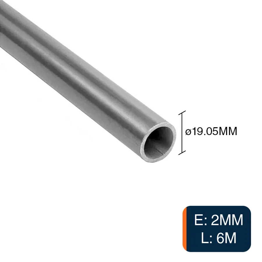 Caño redondo estructural ø 3/4" acero 2.00mm x ø 19.05mm x 6m
