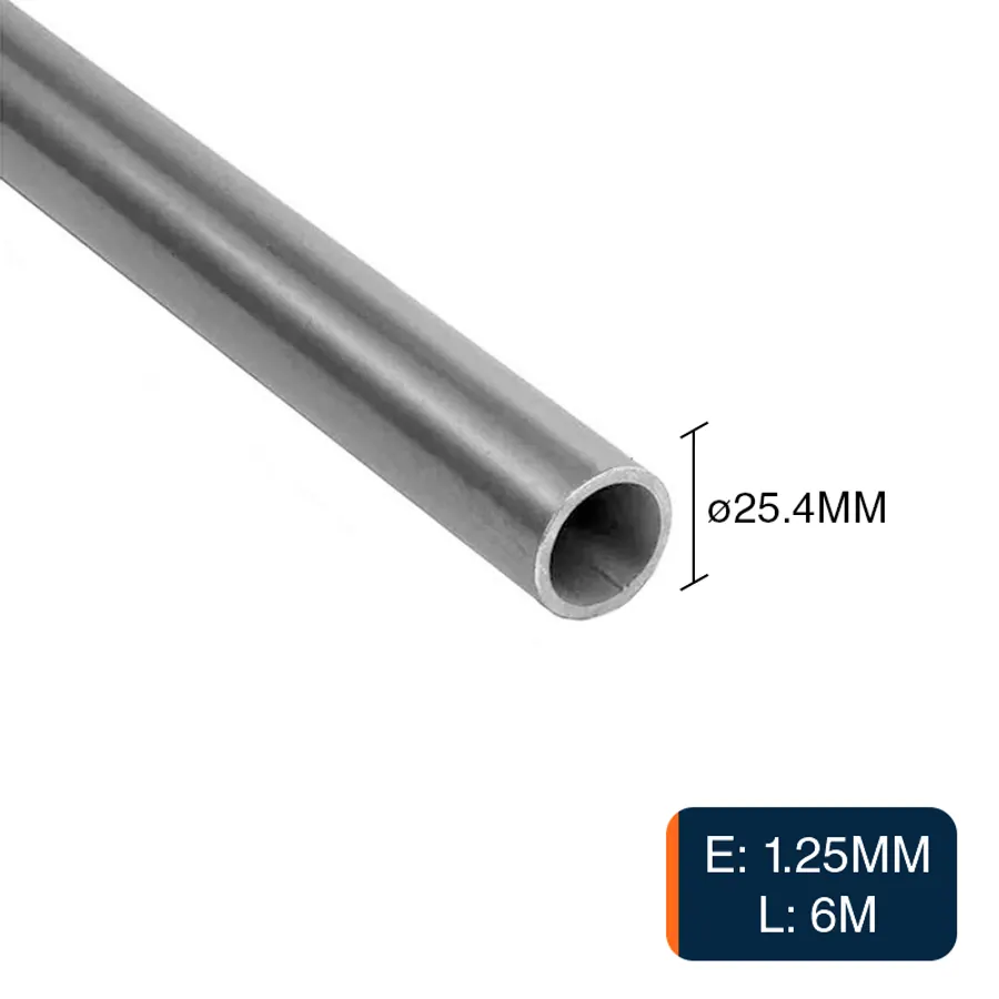 Caño redondo estructural acero 1.25mm x ø 25.4mm - ø 1" x 6m