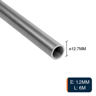 Caño redondo estructural acero ø 12.7mm - ø 1/2" x 6m x 1.2mm