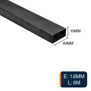 Caño rectangular estructural acero 1.6mm tubo 10mm x 40mm x 6m