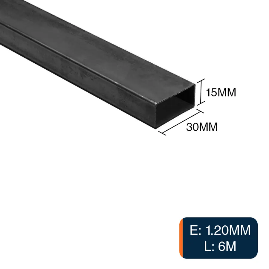 Caño rectangular estructural acero 1.2mm tubo 15mm x 30mm x 6m