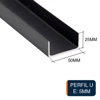 Perfil U acero laminado en caliente 50mm x 25mm x 5mm x 6m