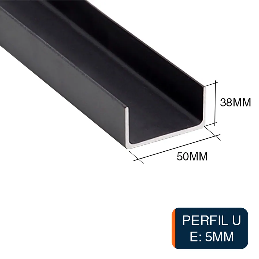 Perfil U acero laminado en caliente 50mm x 38mm x 5m x 6m