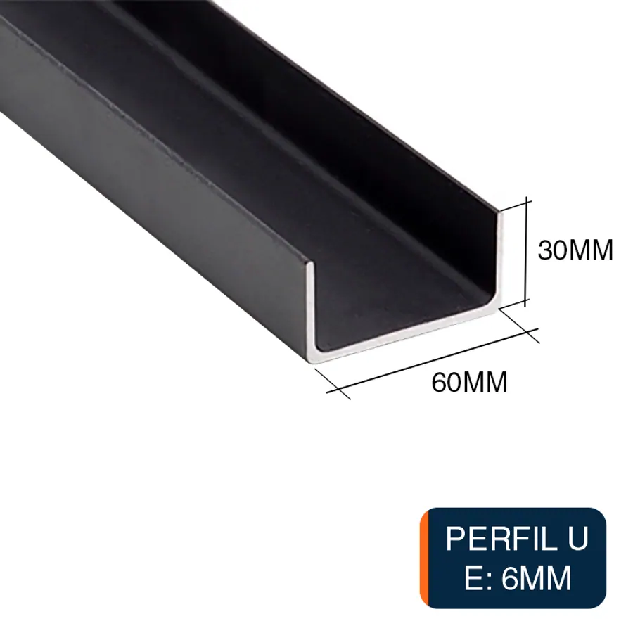 Perfil U acero laminado en caliente 60mm x 30mm x 6mm x 6m